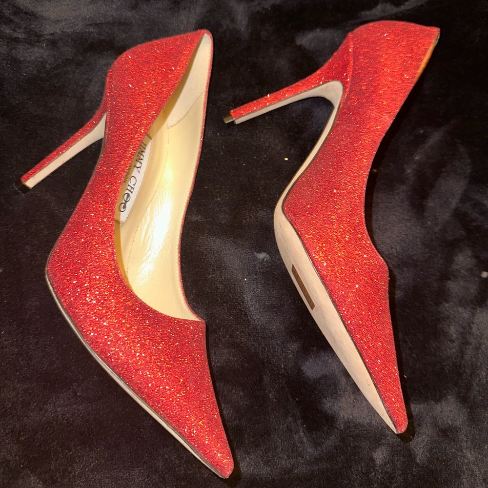 Jimmy Choo Red Glitter heels Size 35.5 (US WOMENS  size 5)